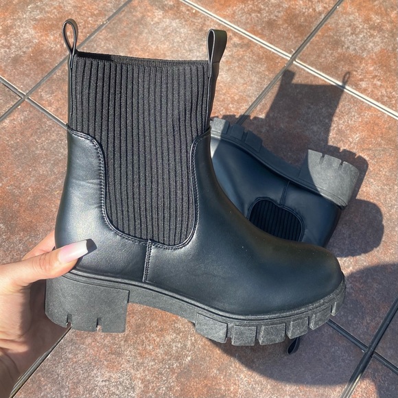 Renley Qupid  Black PU Sock Boots - Picture 5 of 8